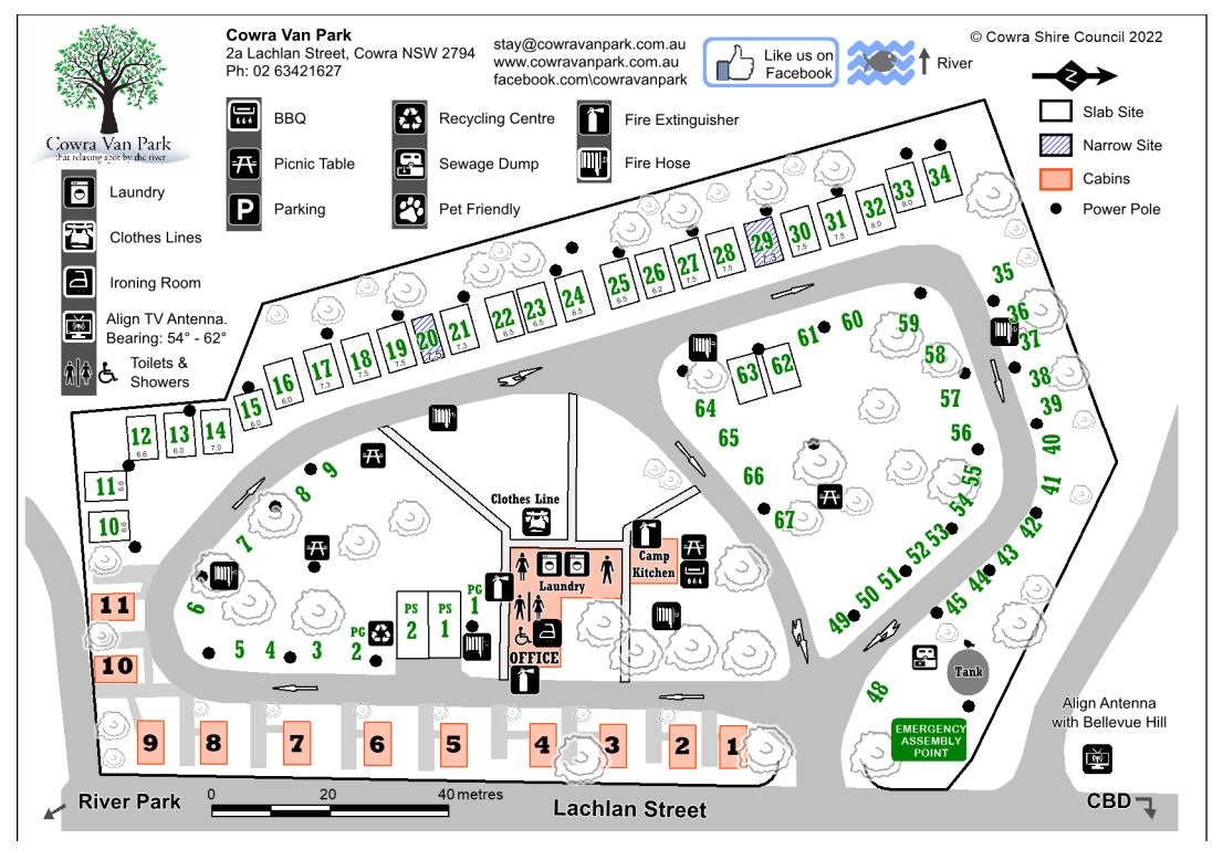 Cowra Caravan Park Map
